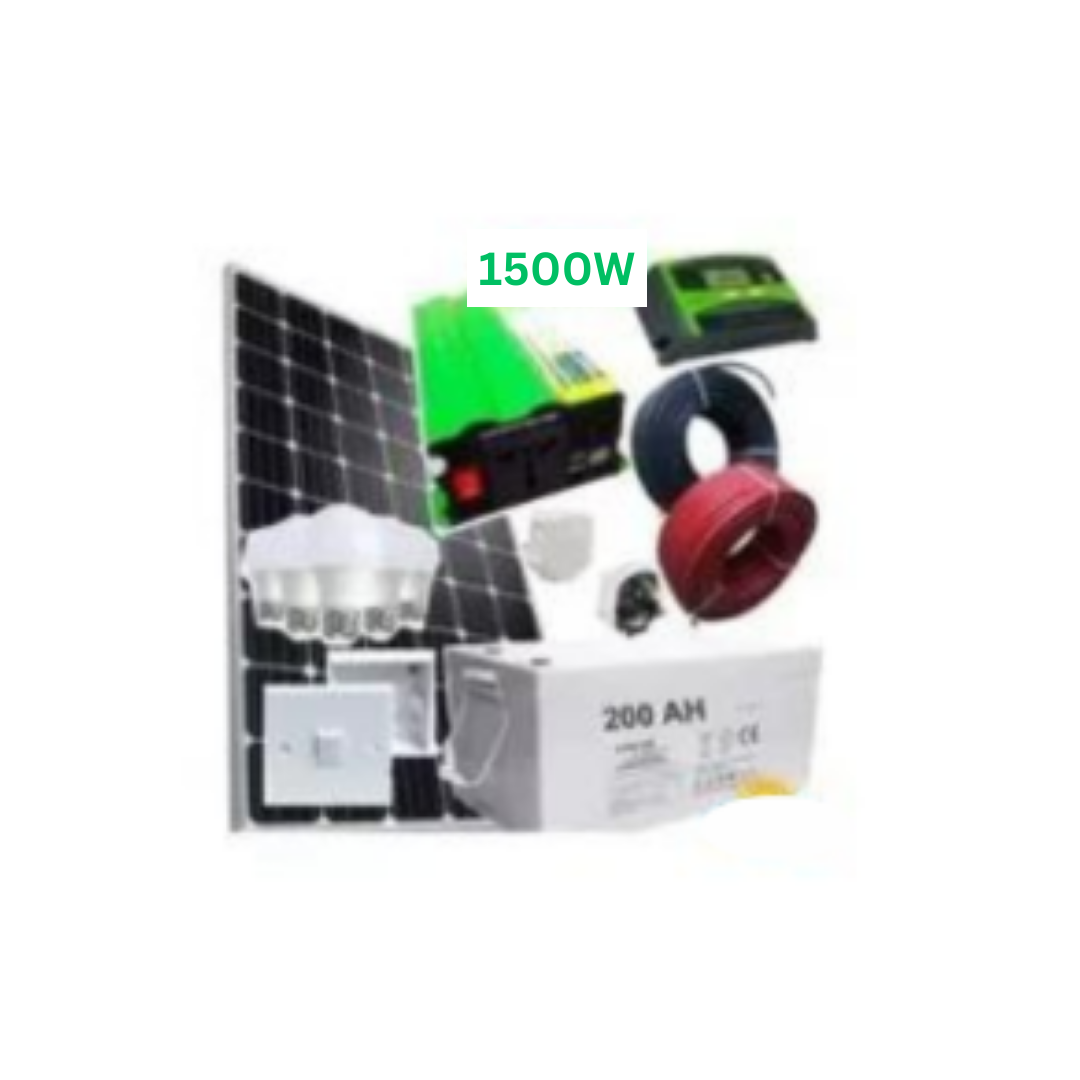 300W Solar Panel Full Kit + 200Ah Solar Battery + 1500W Solar Power Inverter + 30 Ah Solar Charge Controller+5 DC Bulb + 1pc Switch + 2pc Plug + 10m Cable